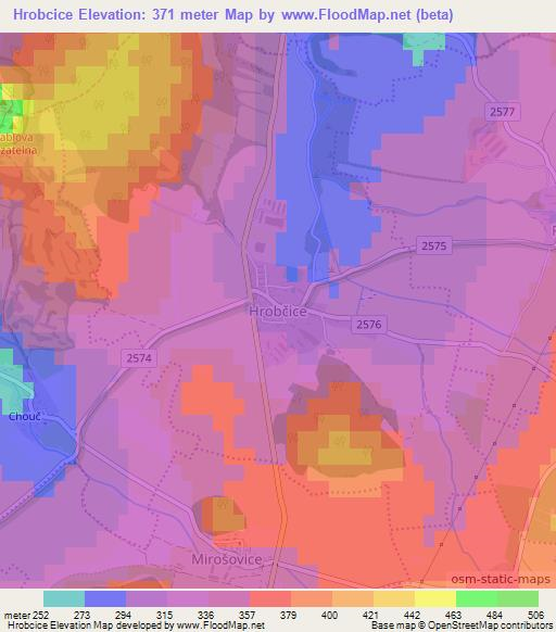 Hrobcice,Czech Republic Elevation Map