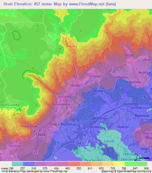 Hrob,Czech Republic Elevation Map
