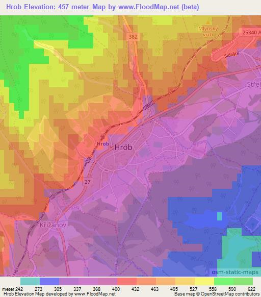Hrob,Czech Republic Elevation Map