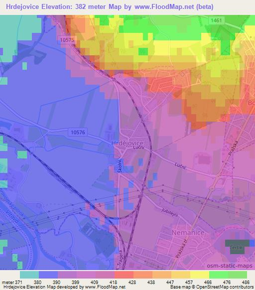 Hrdejovice,Czech Republic Elevation Map