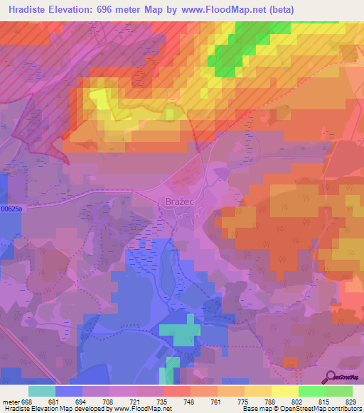 Hradiste,Czech Republic Elevation Map