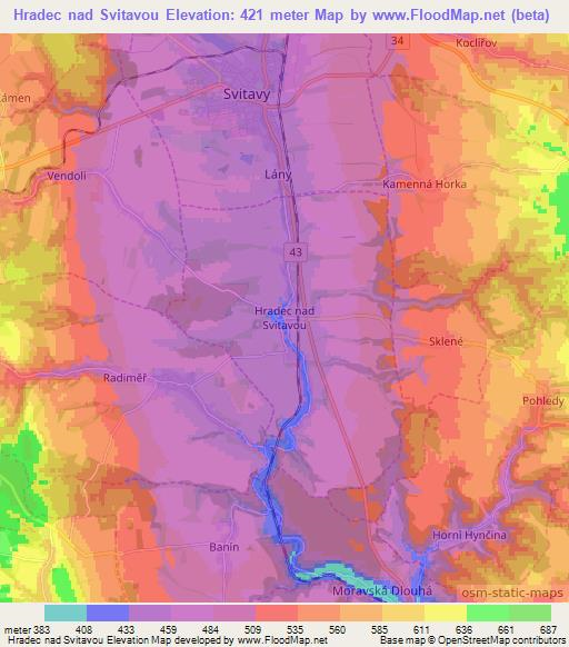 Hradec nad Svitavou,Czech Republic Elevation Map