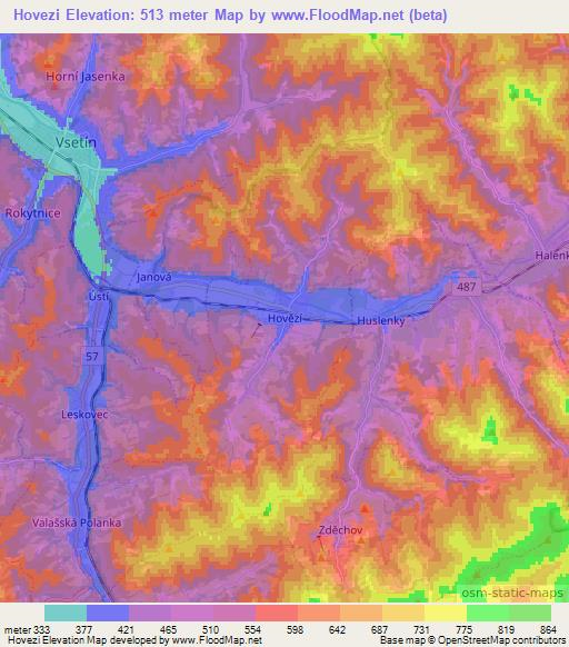 Hovezi,Czech Republic Elevation Map