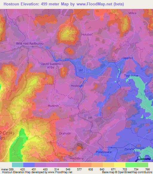 Hostoun,Czech Republic Elevation Map
