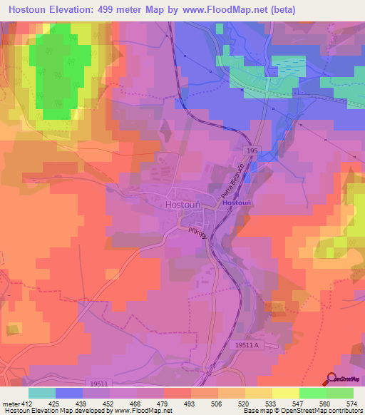 Hostoun,Czech Republic Elevation Map