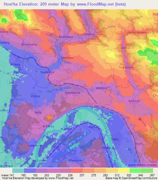 Host'ka,Czech Republic Elevation Map