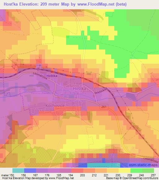 Host'ka,Czech Republic Elevation Map