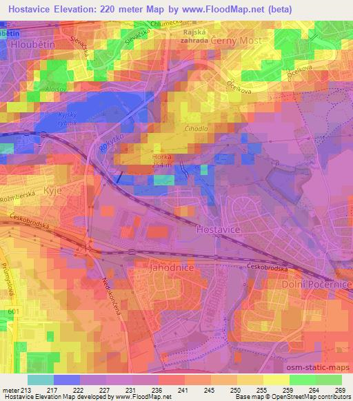 Hostavice,Czech Republic Elevation Map