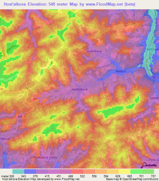 Host'alkova,Czech Republic Elevation Map