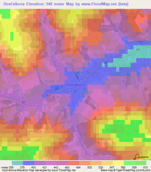 Host'alkova,Czech Republic Elevation Map