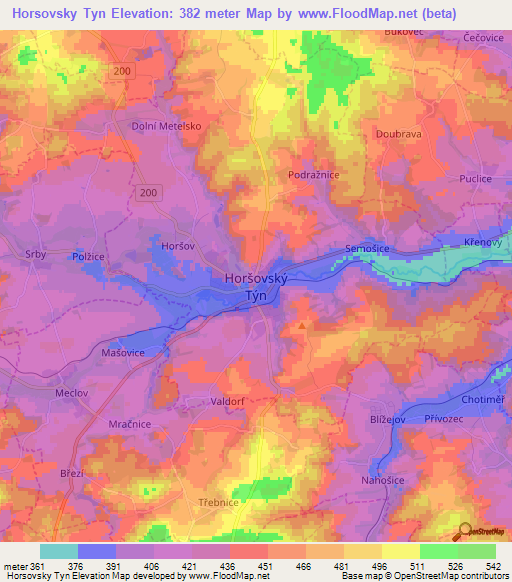 Horsovsky Tyn,Czech Republic Elevation Map