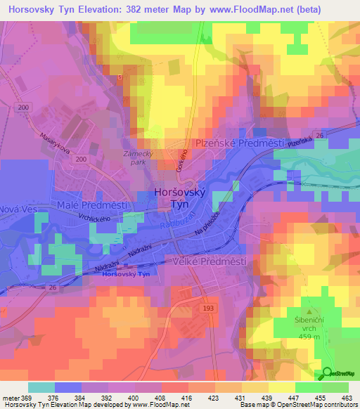 Horsovsky Tyn,Czech Republic Elevation Map