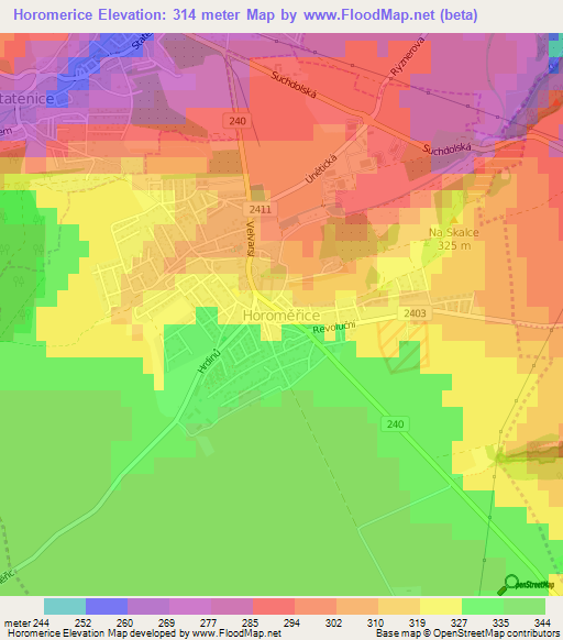 Horomerice,Czech Republic Elevation Map