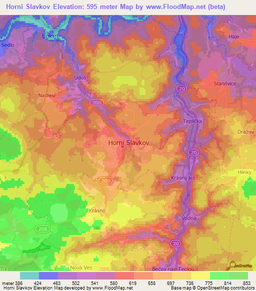 Horni Slavkov,Czech Republic Elevation Map