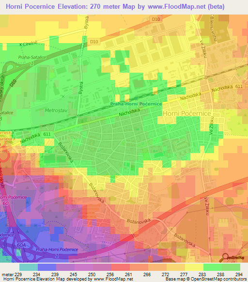 Horni Pocernice,Czech Republic Elevation Map