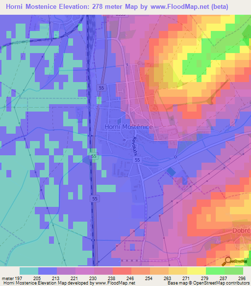 Horni Mostenice,Czech Republic Elevation Map