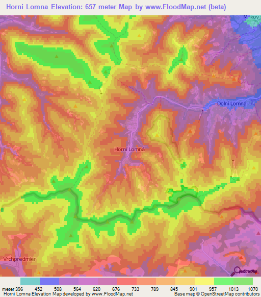 Horni Lomna,Czech Republic Elevation Map