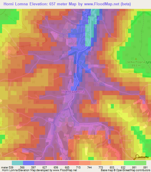Horni Lomna,Czech Republic Elevation Map