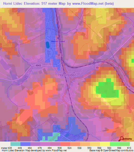 Horni Lidec,Czech Republic Elevation Map