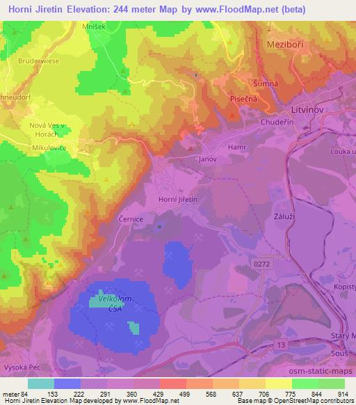 Horni Jiretin,Czech Republic Elevation Map