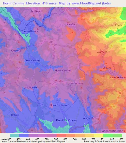 Horni Cermna,Czech Republic Elevation Map
