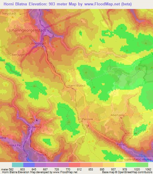 Horni Blatna,Czech Republic Elevation Map