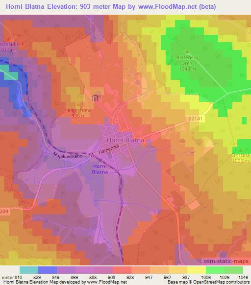 Horni Blatna,Czech Republic Elevation Map