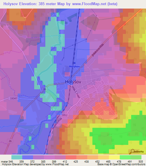 Holysov,Czech Republic Elevation Map