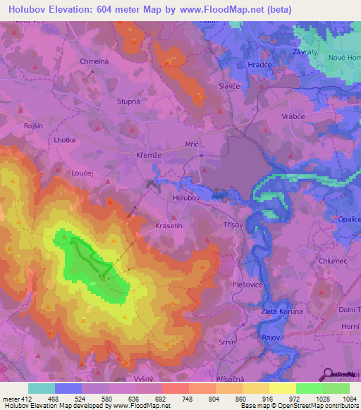 Holubov,Czech Republic Elevation Map