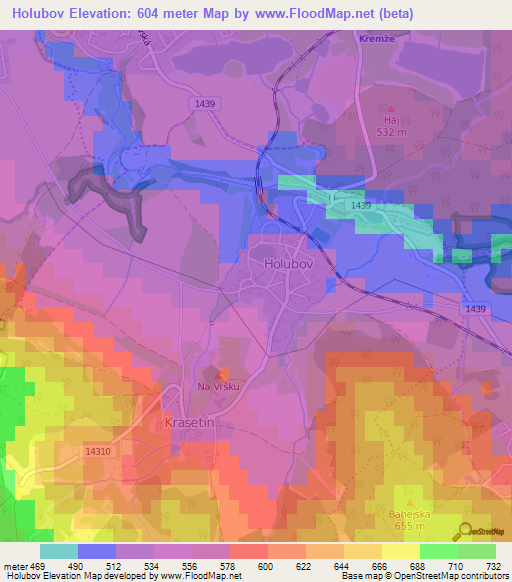 Holubov,Czech Republic Elevation Map