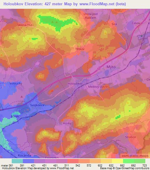 Holoubkov,Czech Republic Elevation Map