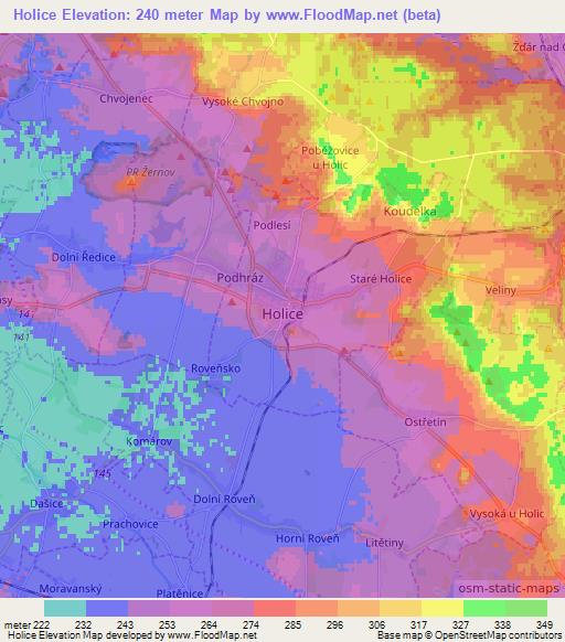 Holice,Czech Republic Elevation Map