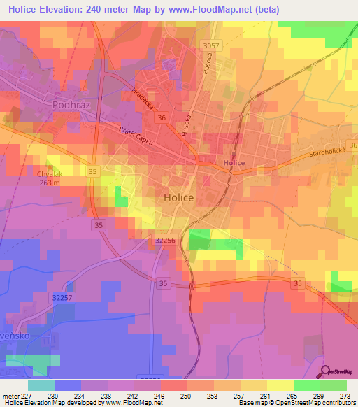 Holice,Czech Republic Elevation Map