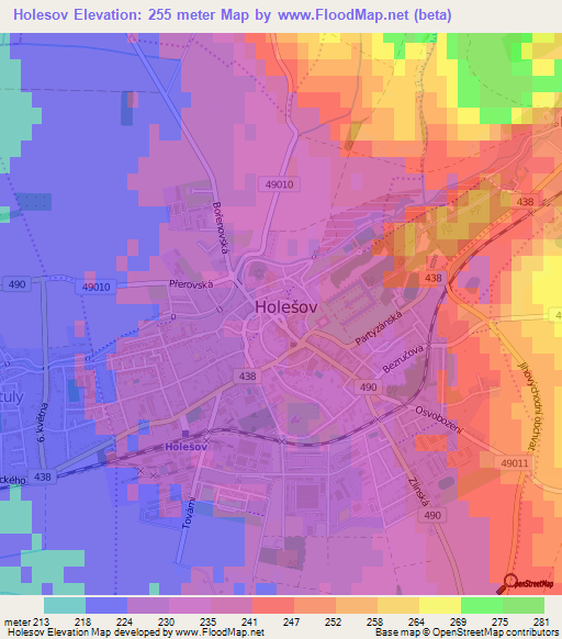 Holesov,Czech Republic Elevation Map