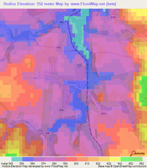 Hodice,Czech Republic Elevation Map