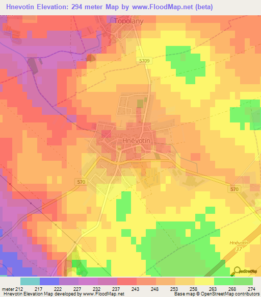 Hnevotin,Czech Republic Elevation Map