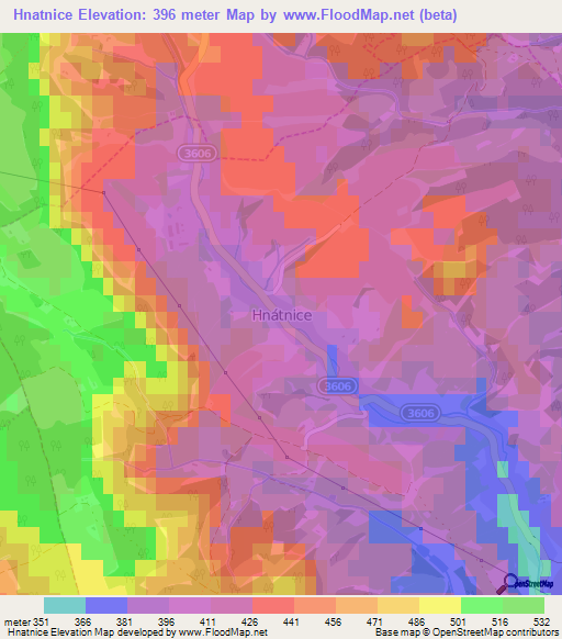 Hnatnice,Czech Republic Elevation Map