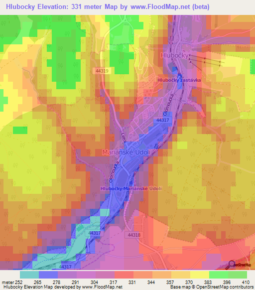 Hlubocky,Czech Republic Elevation Map