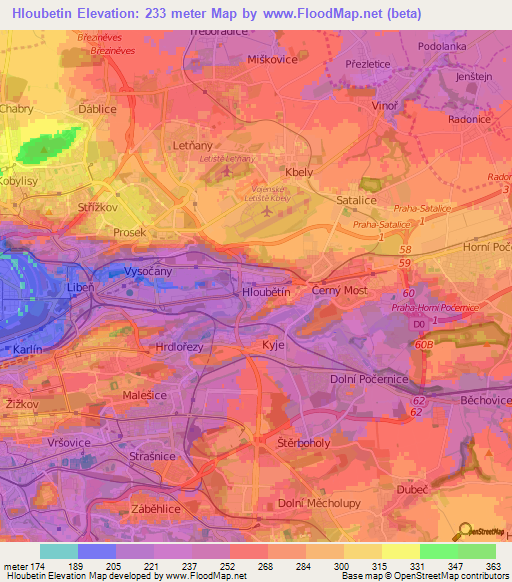 Hloubetin,Czech Republic Elevation Map