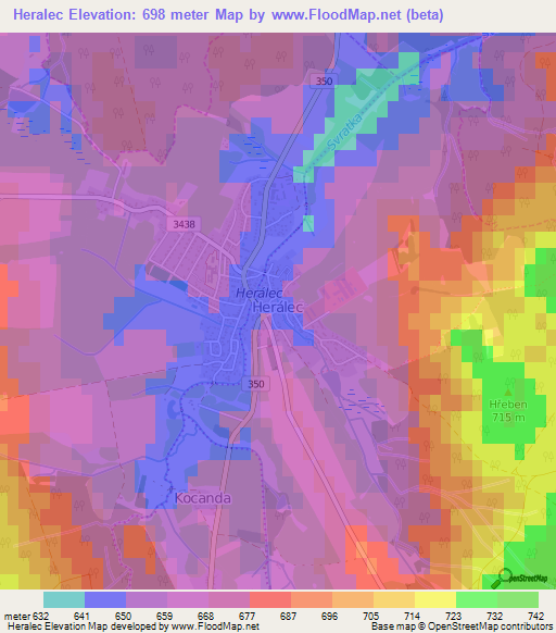 Heralec,Czech Republic Elevation Map