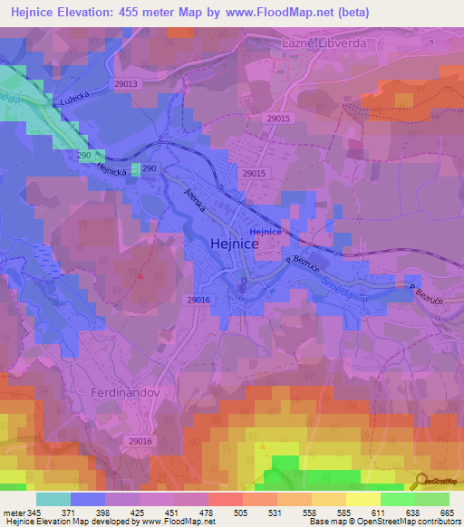 Hejnice,Czech Republic Elevation Map
