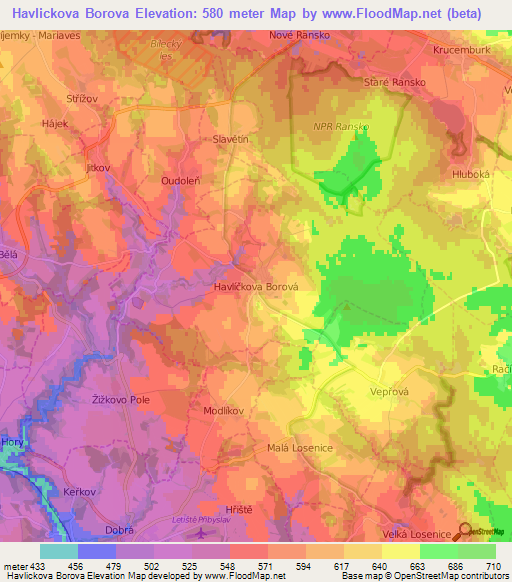 Havlickova Borova,Czech Republic Elevation Map