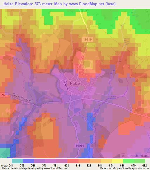 Halze,Czech Republic Elevation Map
