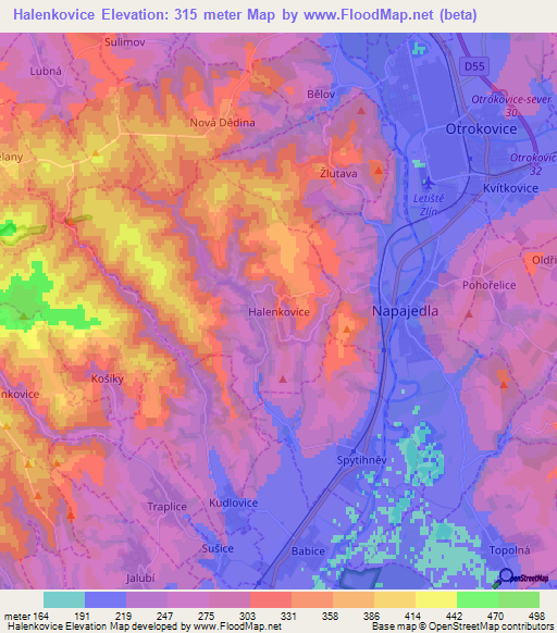 Halenkovice,Czech Republic Elevation Map