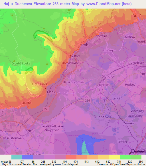 Haj u Duchcova,Czech Republic Elevation Map