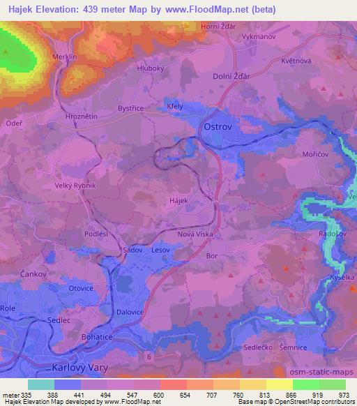 Hajek,Czech Republic Elevation Map