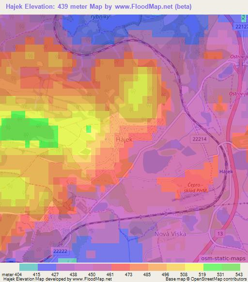 Hajek,Czech Republic Elevation Map