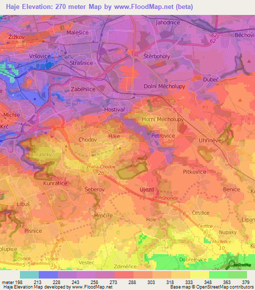 Haje,Czech Republic Elevation Map