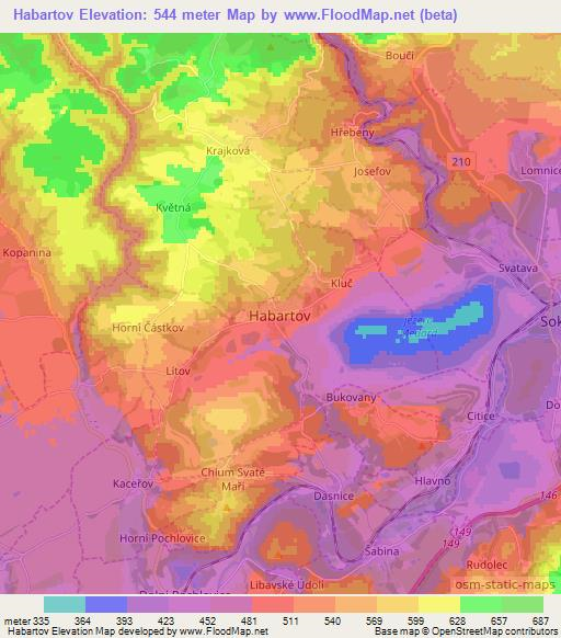 Habartov,Czech Republic Elevation Map
