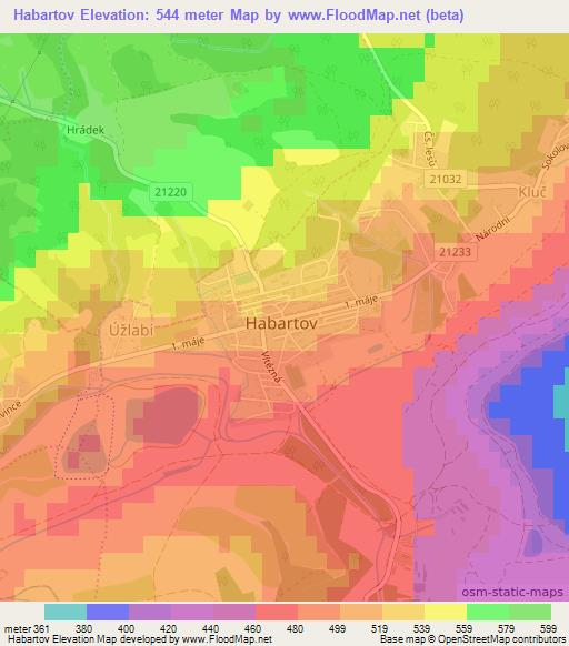 Habartov,Czech Republic Elevation Map